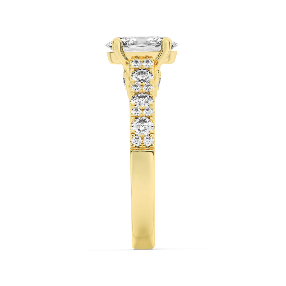 2Cttw Oval Shaped Lab Grown Diamond (F/VS) Accented Milgrain Engagement Ring in 14K Gold
