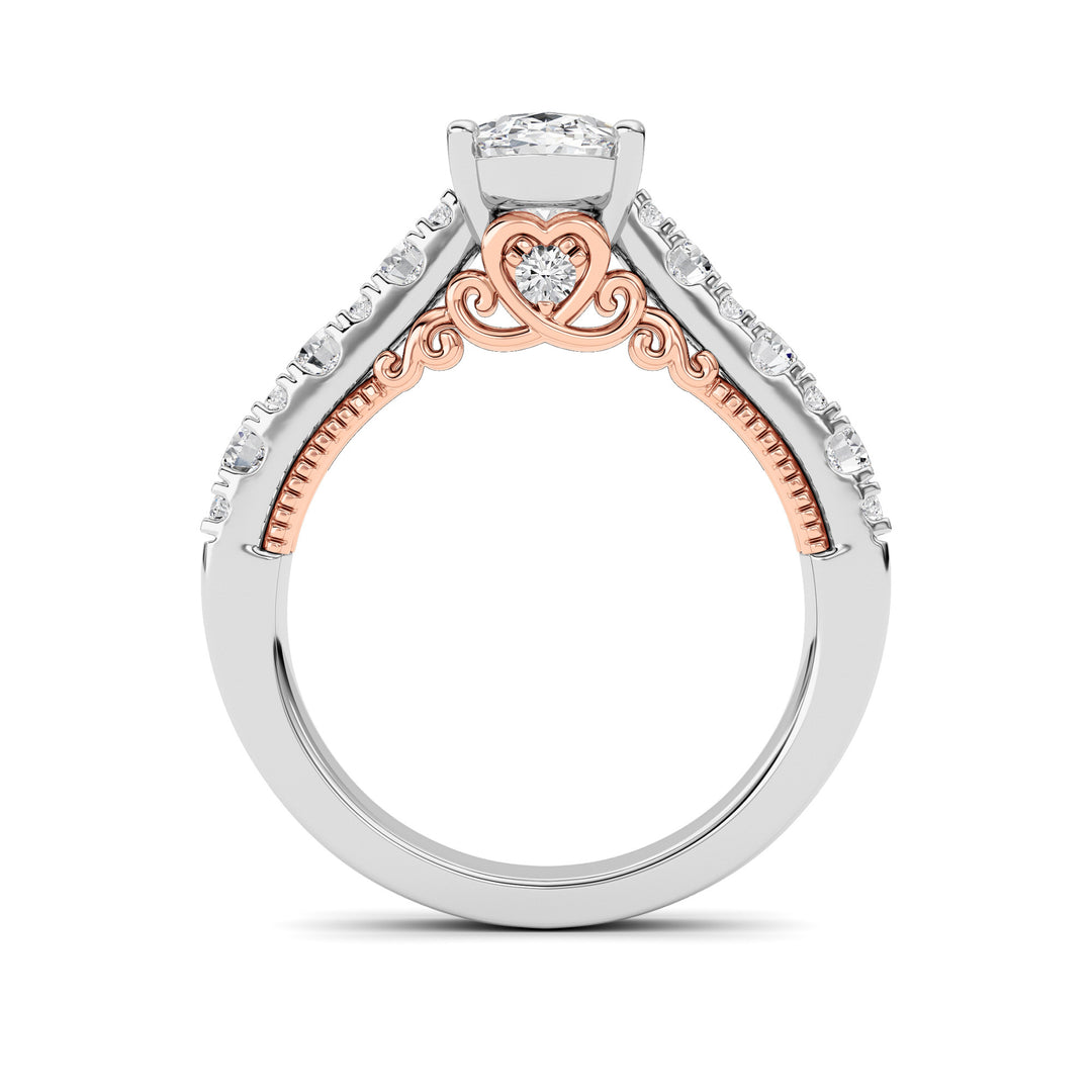 2Cttw Oval Shaped Lab Grown Diamond (F/VS) Accented Milgrain Engagement Ring in 14K Gold