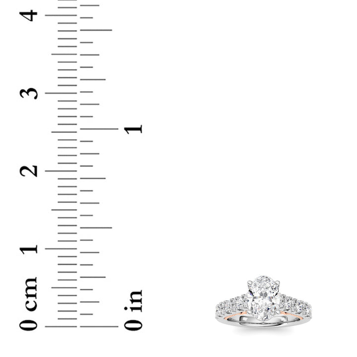 2Cttw Oval Shaped Lab Grown Diamond (F/VS) Accented Milgrain Engagement Ring in 14K Gold