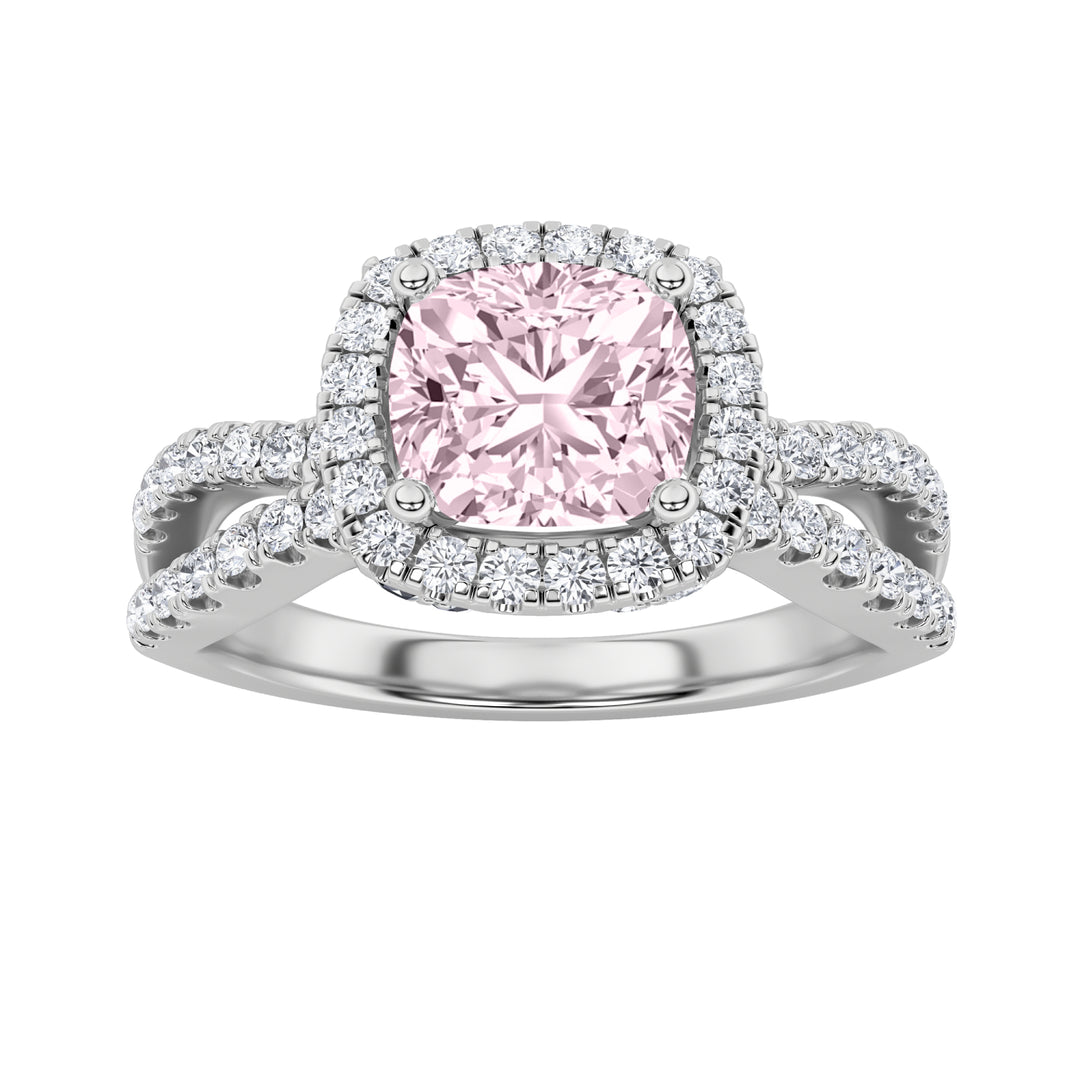 14KW 2ct Lab Diamond Halo Engagement Ring