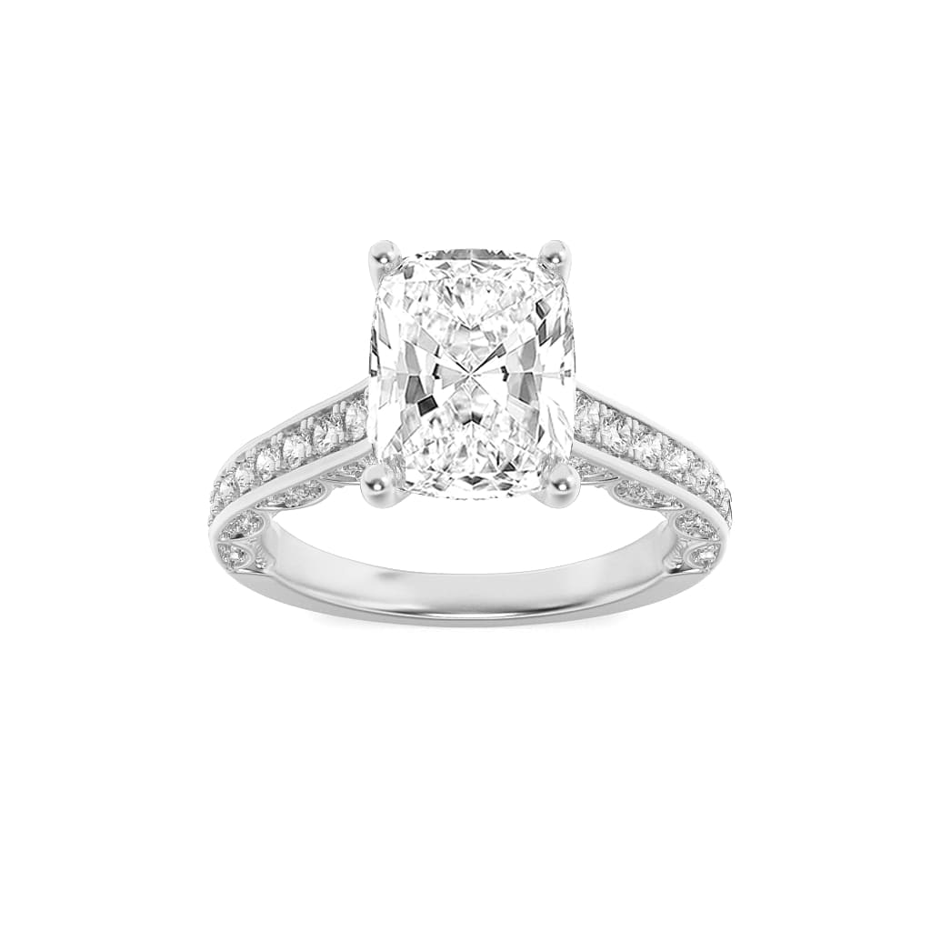 2.5Cttw Elongated Cushion Shaped Lab Grown Diamond (G/VS) Accented Engagement Ring in 14K Gold