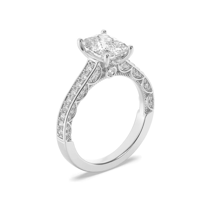 2.5Cttw Elongated Cushion Shaped Lab Grown Diamond (G/VS) Accented Engagement Ring in 14K Gold