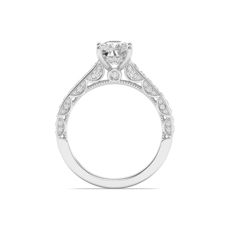 2.5Cttw Elongated Cushion Shaped Lab Grown Diamond (G/VS) Accented Engagement Ring in 14K Gold