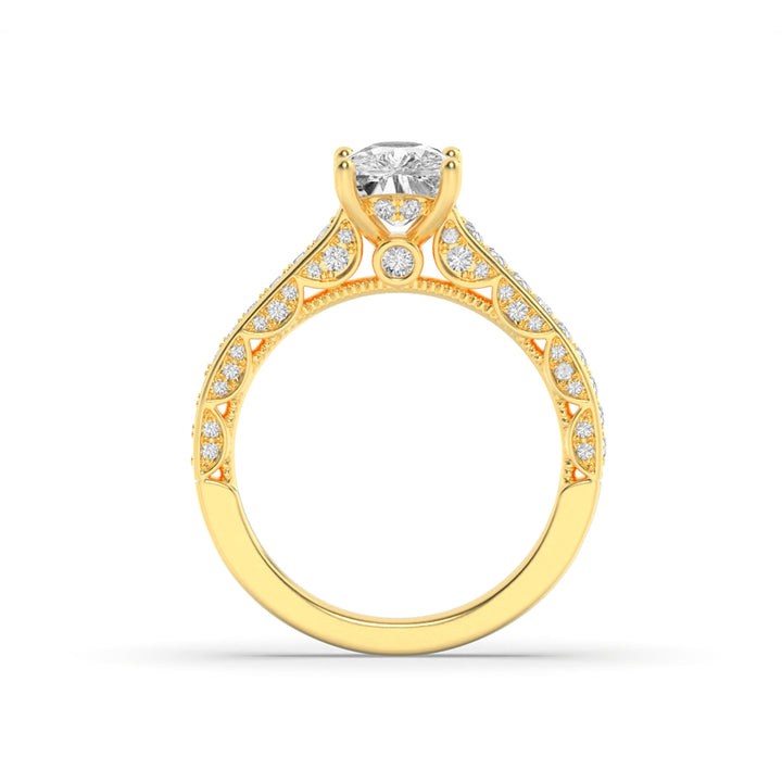2.5Cttw Elongated Cushion Shaped Lab Grown Diamond (F/VS) Accented Engagement Ring in 14K Gold