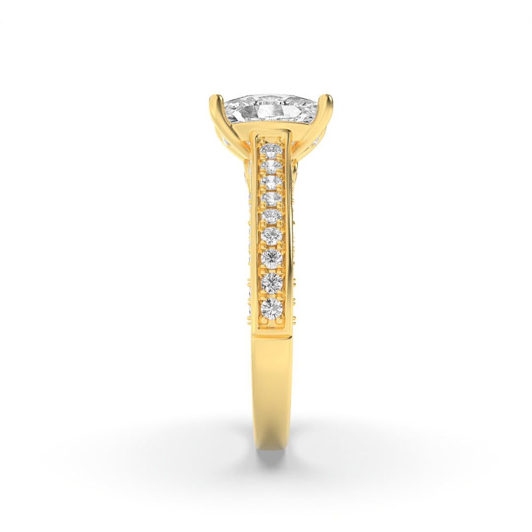 2.5Cttw Elongated Cushion Shaped Lab Grown Diamond (F/VS) Accented Engagement Ring in 14K Gold
