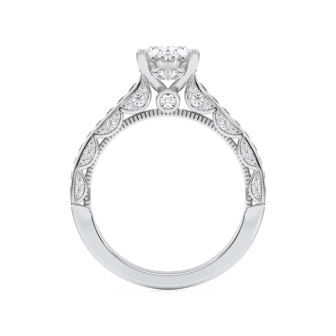 2Cttw Oval Shaped Lab Grown Diamond (F/VS) Accented Engagement Ring in 14K Gold