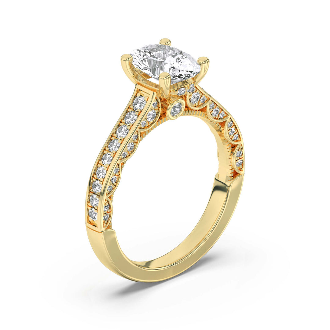 2Cttw Oval Shaped Lab Grown Diamond (F/VS) Accented Engagement Ring in 14K Gold
