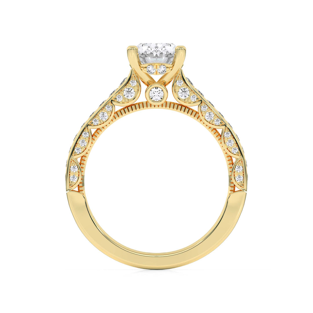 2Cttw Oval Shaped Lab Grown Diamond (F/VS) Accented Engagement Ring in 14K Gold