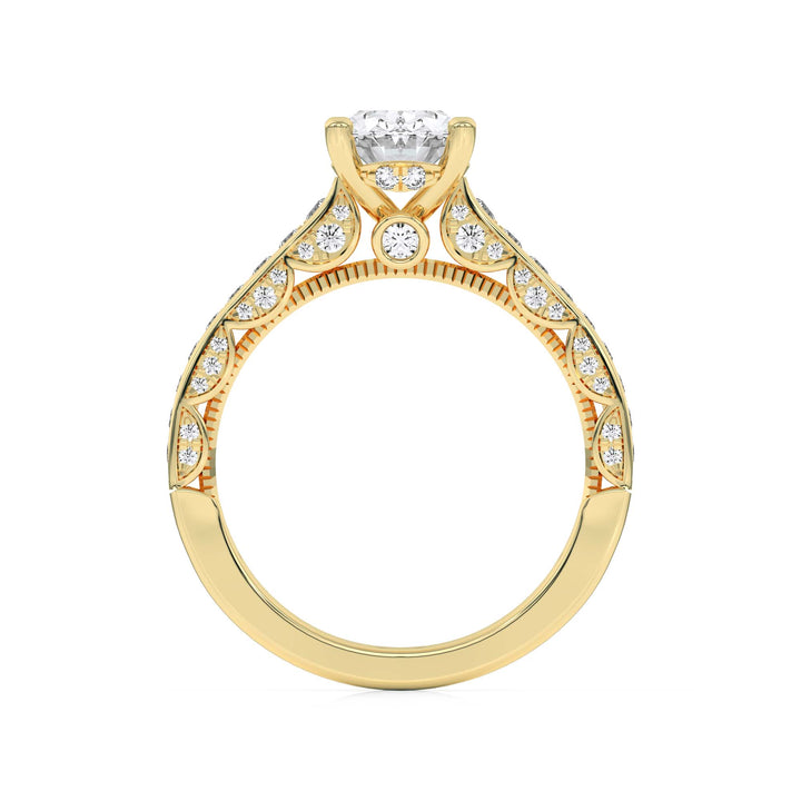 2Cttw Oval Shaped Lab Grown Diamond (F/VS) Accented Engagement Ring in 14K Gold