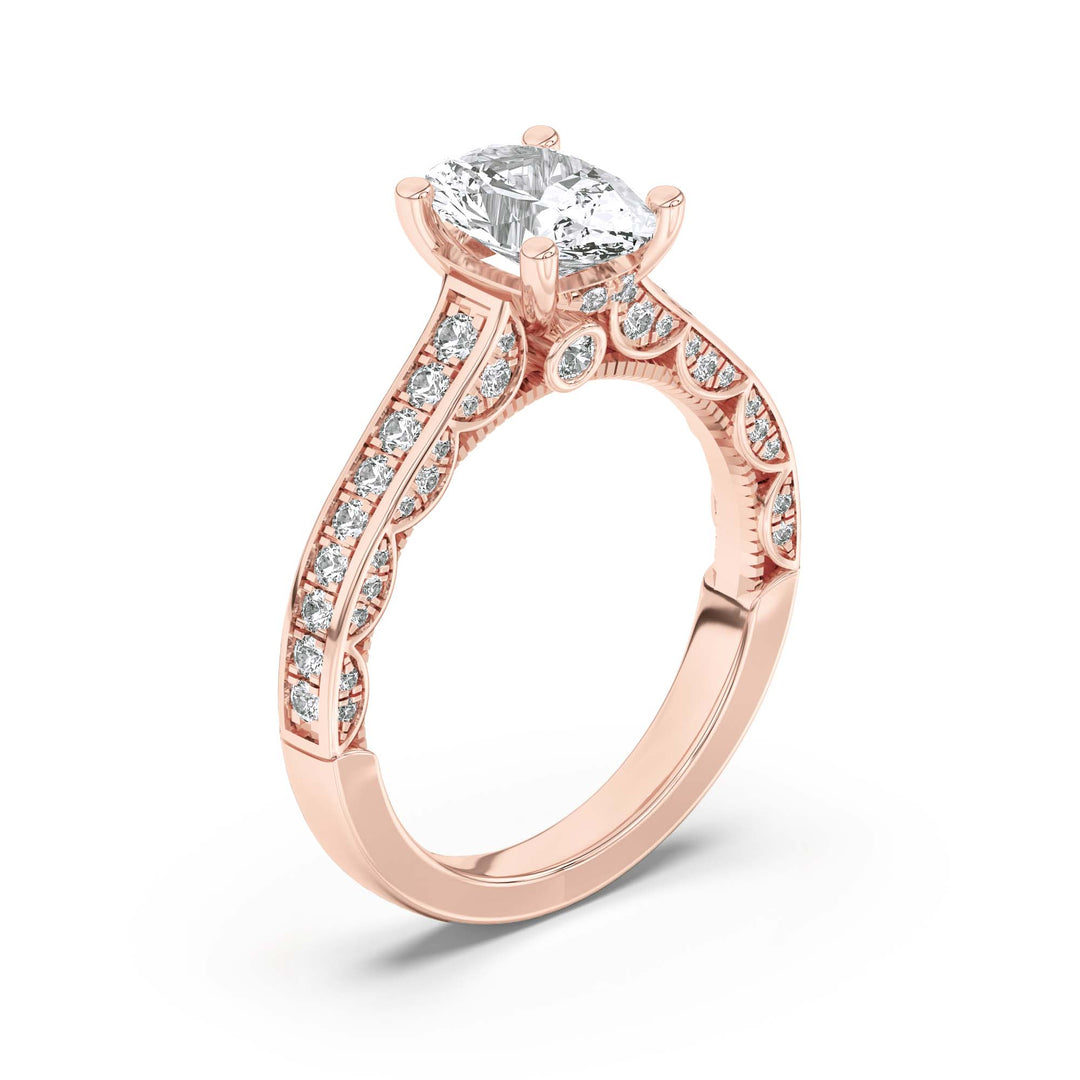 2Cttw Oval Shaped Lab Grown Diamond (F/VS) Accented Engagement Ring in 14K Gold