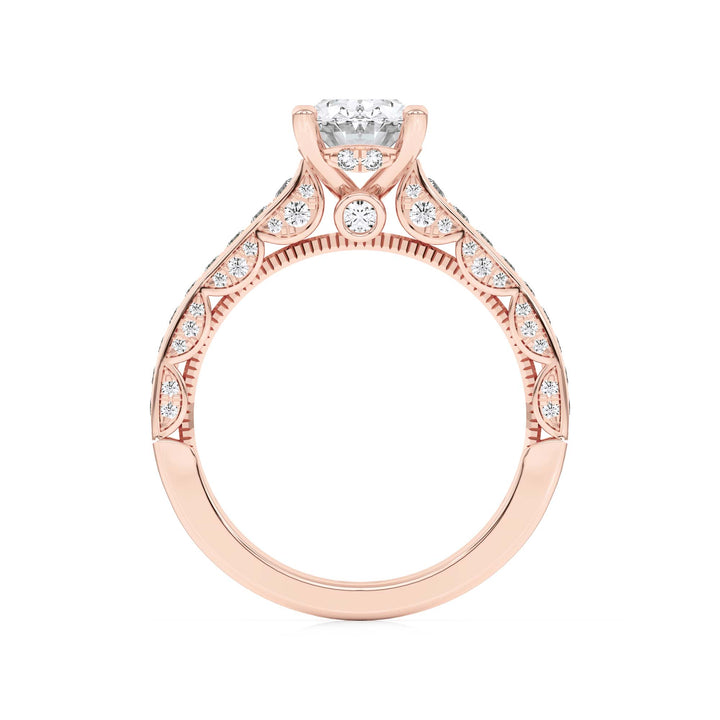 2Cttw Oval Shaped Lab Grown Diamond (F/VS) Accented Engagement Ring in 14K Gold