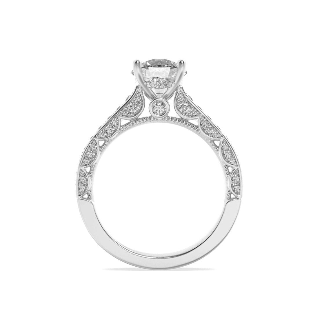 2Cttw Round Shaped Lab Grown Diamond (F/VS) Accented Engagement Ring in 14K Gold