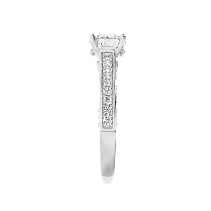 2Cttw Round Shaped Lab Grown Diamond (F/VS) Accented Engagement Ring in 14K Gold