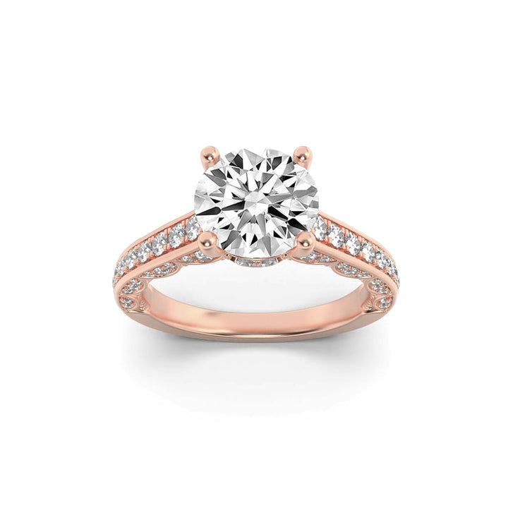 2Cttw Round Shaped Lab Grown Diamond (F/VS) Accented Engagement Ring in 14K Gold