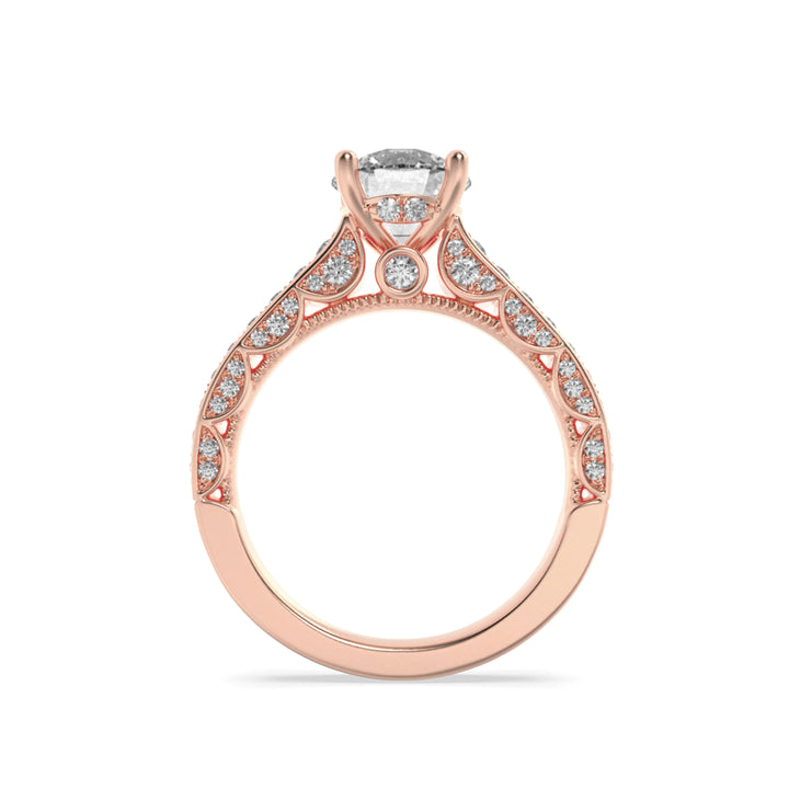 2Cttw Round Shaped Lab Grown Diamond (F/VS) Accented Engagement Ring in 14K Gold