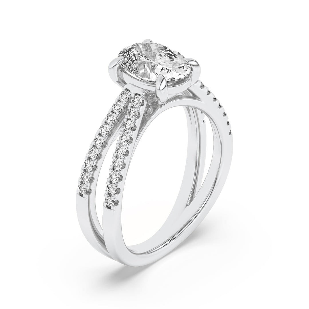 2Cttw Oval Shaped Lab Grown Diamond (F/VS) Cross Shank Accented Engagement Ring in 14K Gold