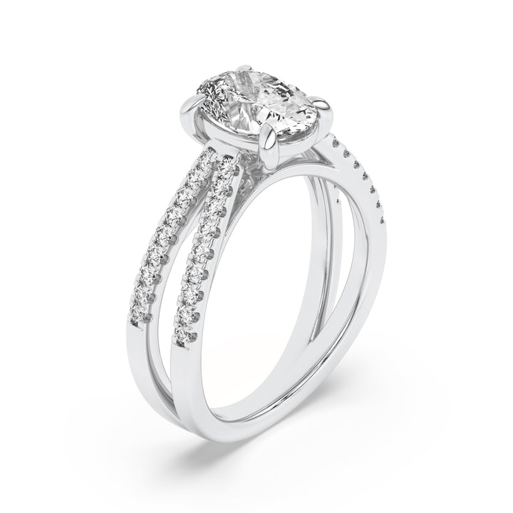 2Cttw Oval Shaped Lab Grown Diamond (F/VS) Cross Shank Accented Engagement Ring in 14K Gold