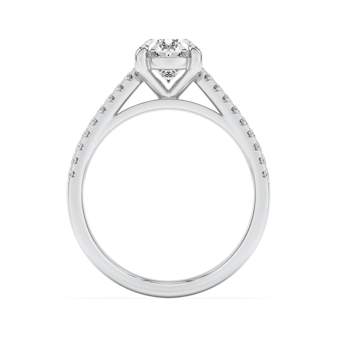 2Cttw Oval Shaped Lab Grown Diamond (F/VS) Cross Shank Accented Engagement Ring in 14K Gold