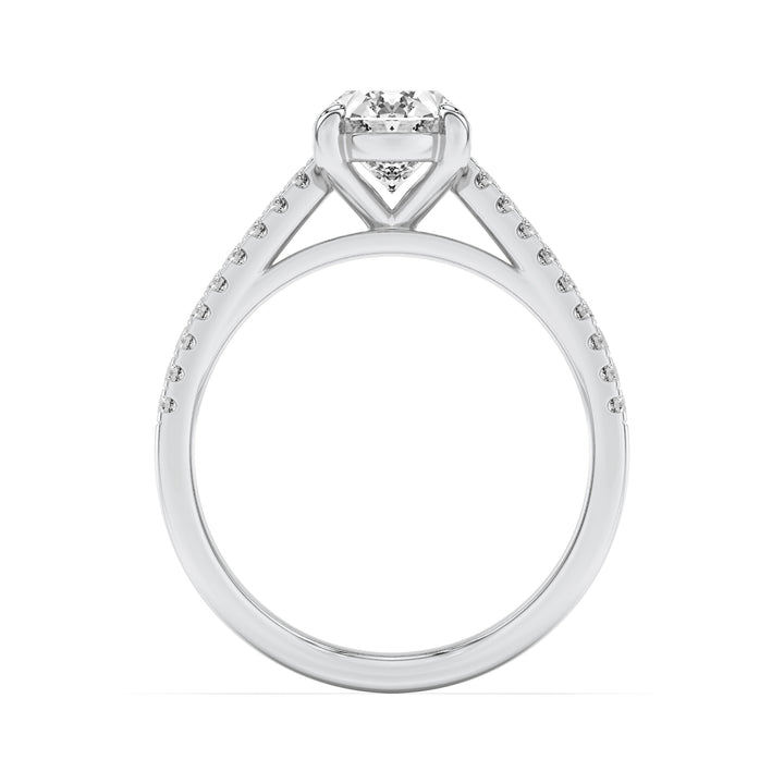 2Cttw Oval Shaped Lab Grown Diamond (F/VS) Cross Shank Accented Engagement Ring in 14K Gold