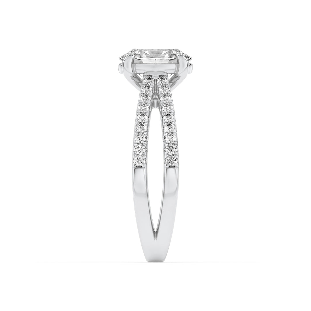 2Cttw Oval Shaped Lab Grown Diamond (F/VS) Cross Shank Accented Engagement Ring in 14K Gold
