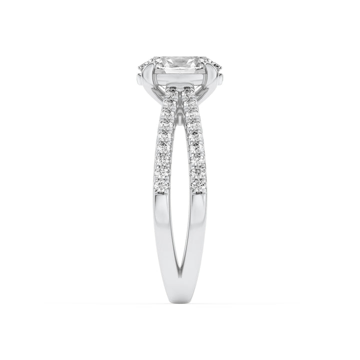 2Cttw Oval Shaped Lab Grown Diamond (F/VS) Cross Shank Accented Engagement Ring in 14K Gold