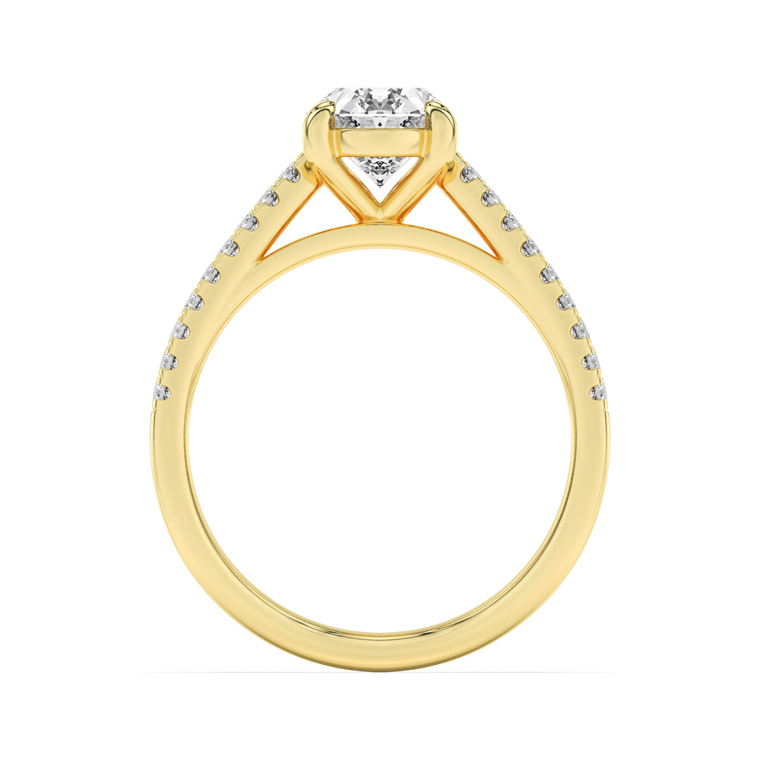2Cttw Oval Shaped Lab Grown Diamond (F/VS) Cross Shank Accented Engagement Ring in 14K Gold