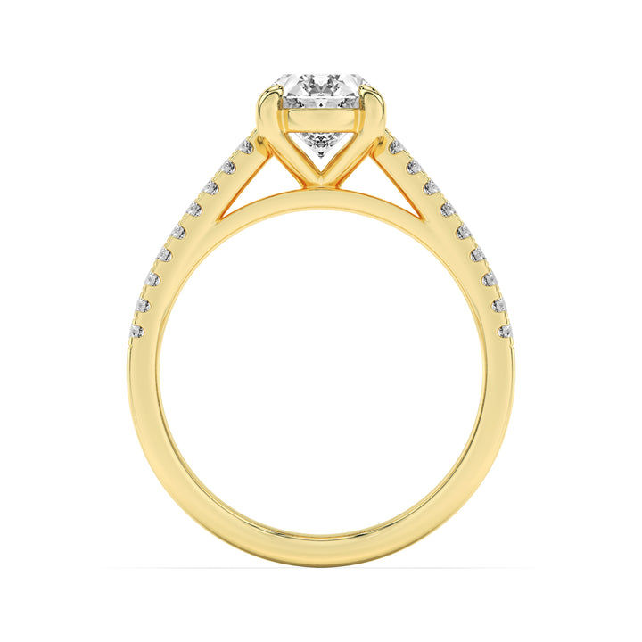 2Cttw Oval Shaped Lab Grown Diamond (F/VS) Cross Shank Accented Engagement Ring in 14K Gold