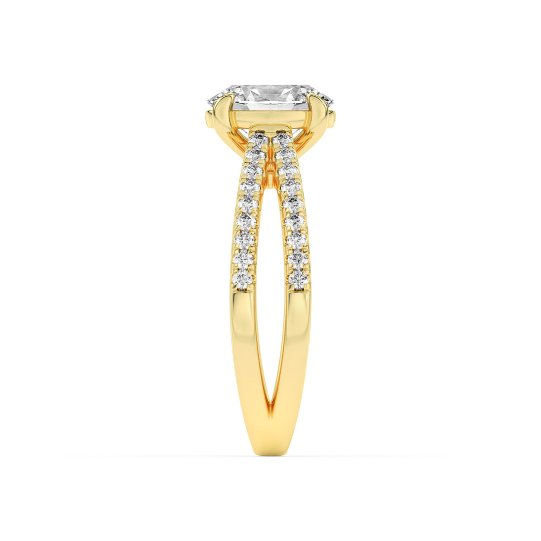 2Cttw Oval Shaped Lab Grown Diamond (F/VS) Cross Shank Accented Engagement Ring in 14K Gold