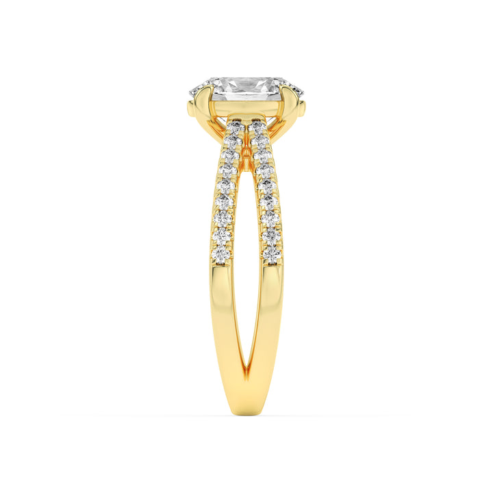 2Cttw Oval Shaped Lab Grown Diamond (F/VS) Cross Shank Accented Engagement Ring in 14K Gold