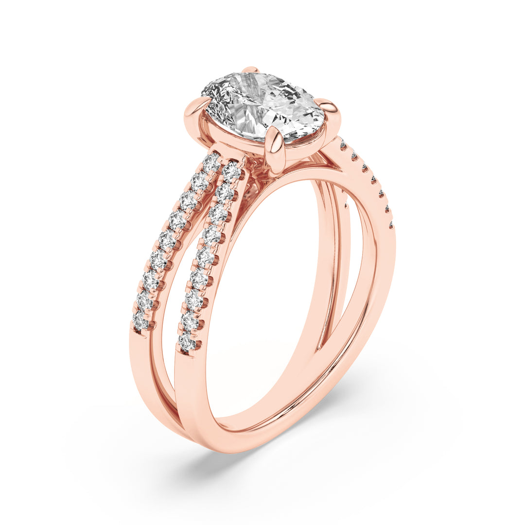 2Cttw Oval Shaped Lab Grown Diamond (F/VS) Cross Shank Accented Engagement Ring in 14K Gold