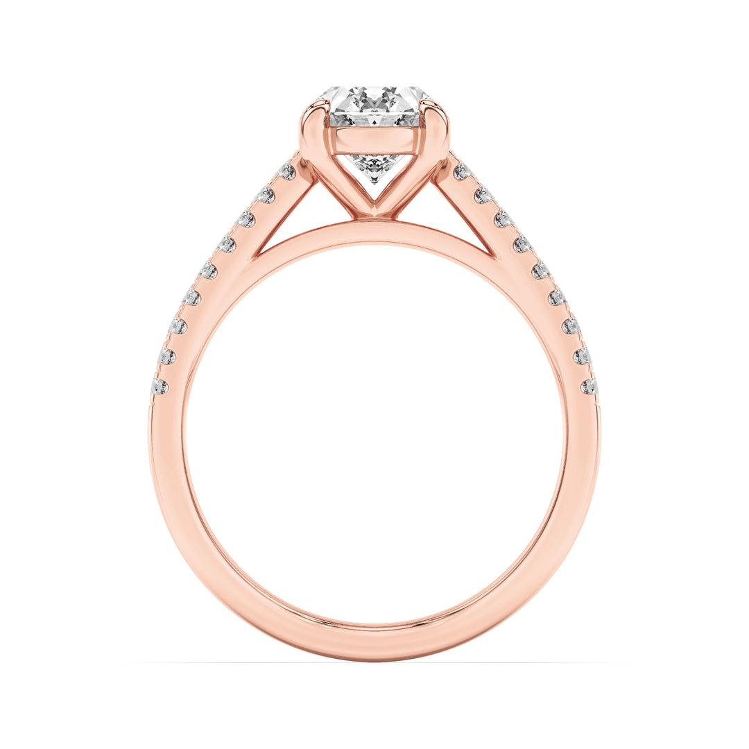 2Cttw Oval Shaped Lab Grown Diamond (F/VS) Cross Shank Accented Engagement Ring in 14K Gold