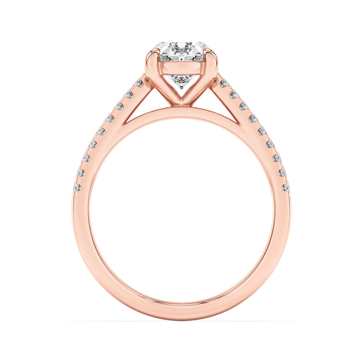 2Cttw Oval Shaped Lab Grown Diamond (F/VS) Cross Shank Accented Engagement Ring in 14K Gold