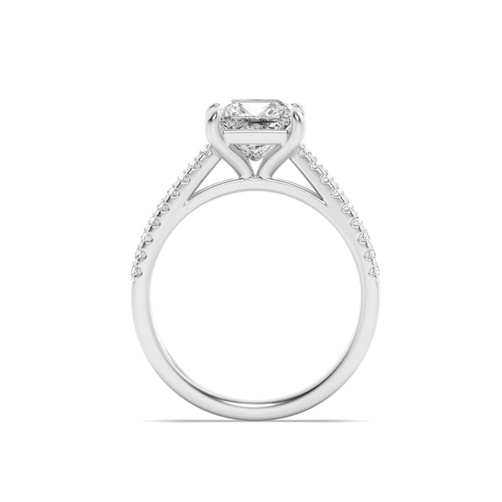 2Cttw Princess Shaped Lab Grown Diamond (F/VS) Cross Shank Accented Engagement Ring in 14K Gold