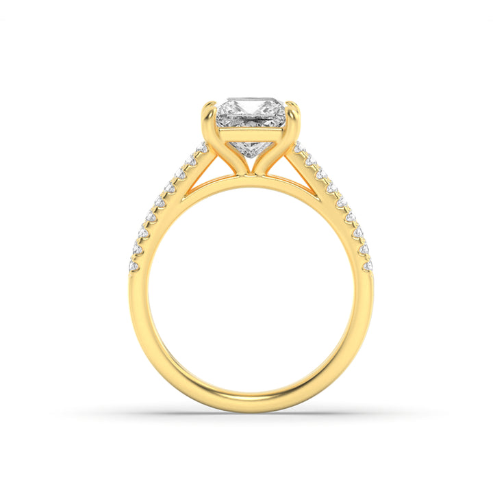 2Cttw Princess Shaped Lab Grown Diamond (F/VS) Cross Shank Accented Engagement Ring in 14K Gold