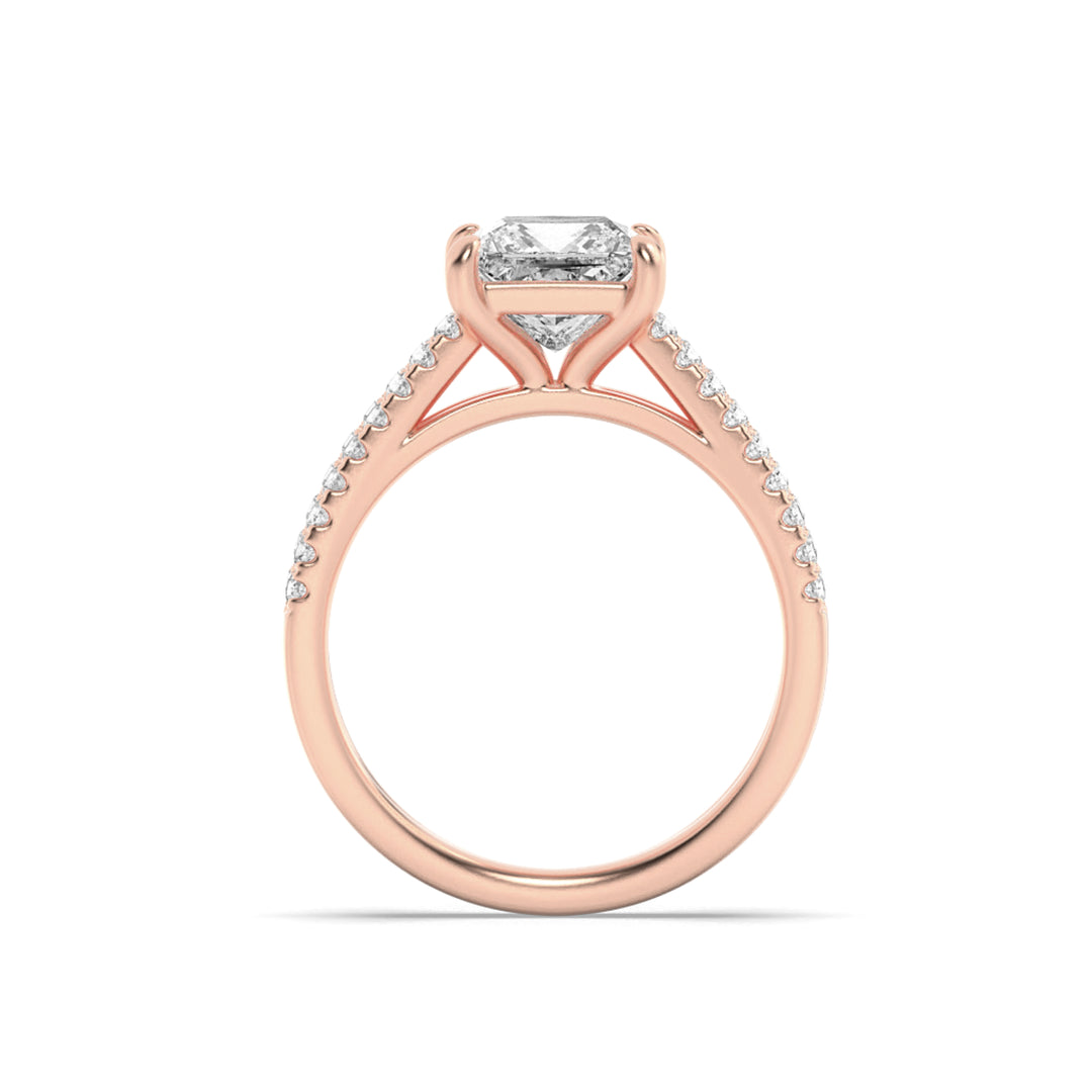 2Cttw Princess Shaped Lab Grown Diamond (F/VS) Cross Shank Accented Engagement Ring in 14K Gold