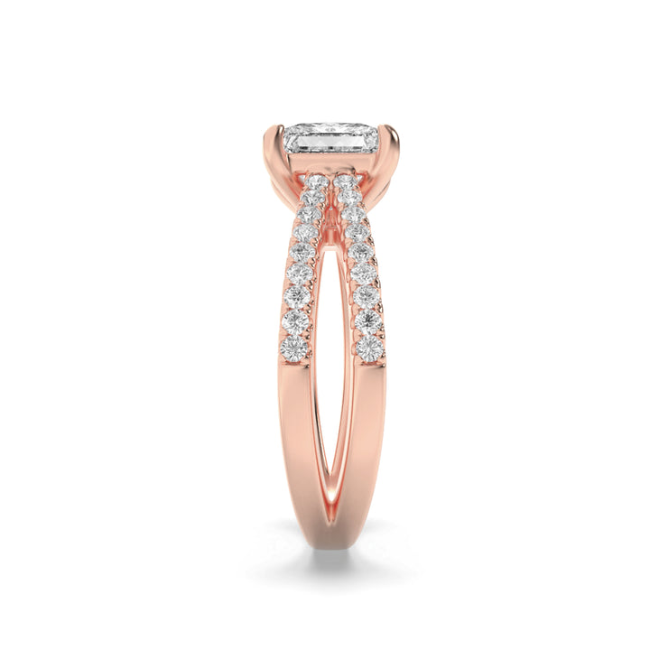 2Cttw Princess Shaped Lab Grown Diamond (F/VS) Cross Shank Accented Engagement Ring in 14K Gold
