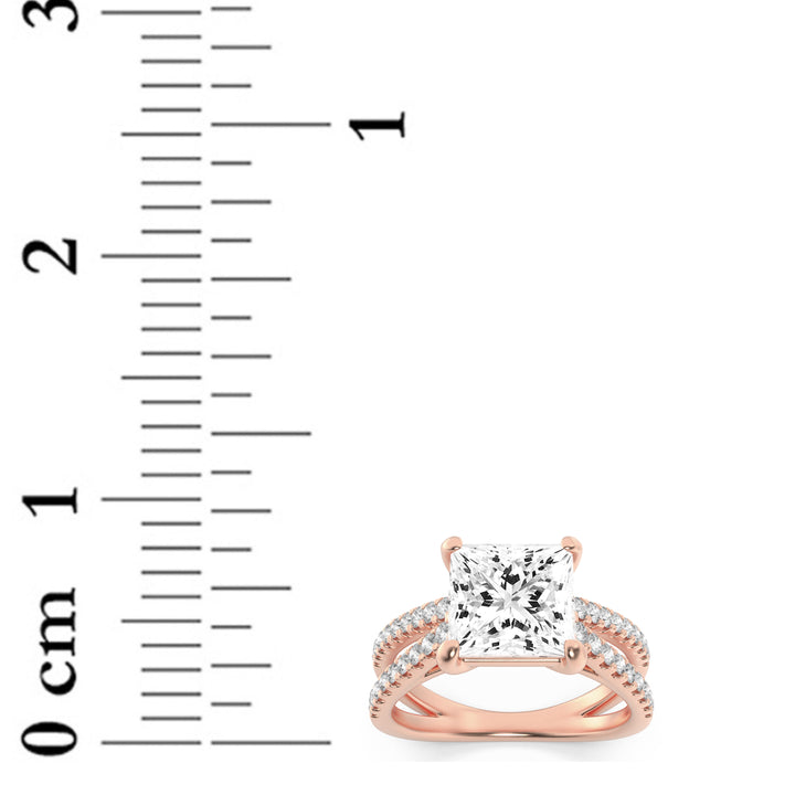 2Cttw Princess Shaped Lab Grown Diamond (F/VS) Cross Shank Accented Engagement Ring in 14K Gold