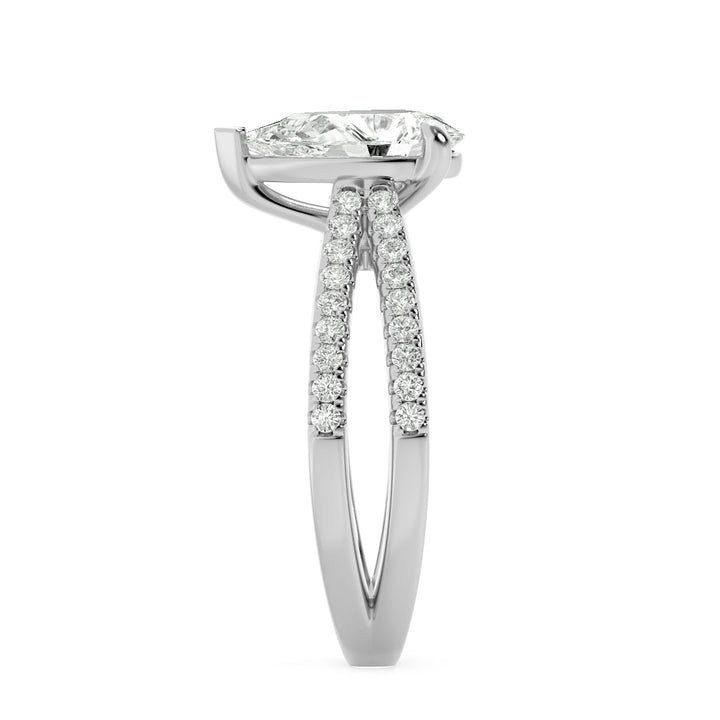 2Cttw Pear Shaped Lab Grown Diamond (F/VS) Cross Shank Accented Engagement Ring in 14K Gold