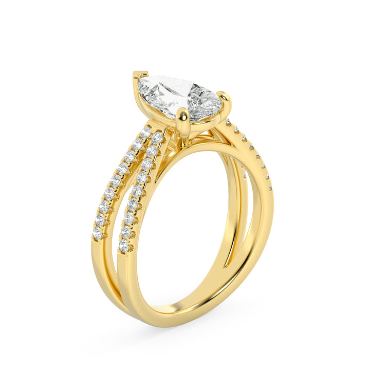 2Cttw Pear Shaped Lab Grown Diamond (F/VS) Cross Shank Accented Engagement Ring in 14K Gold
