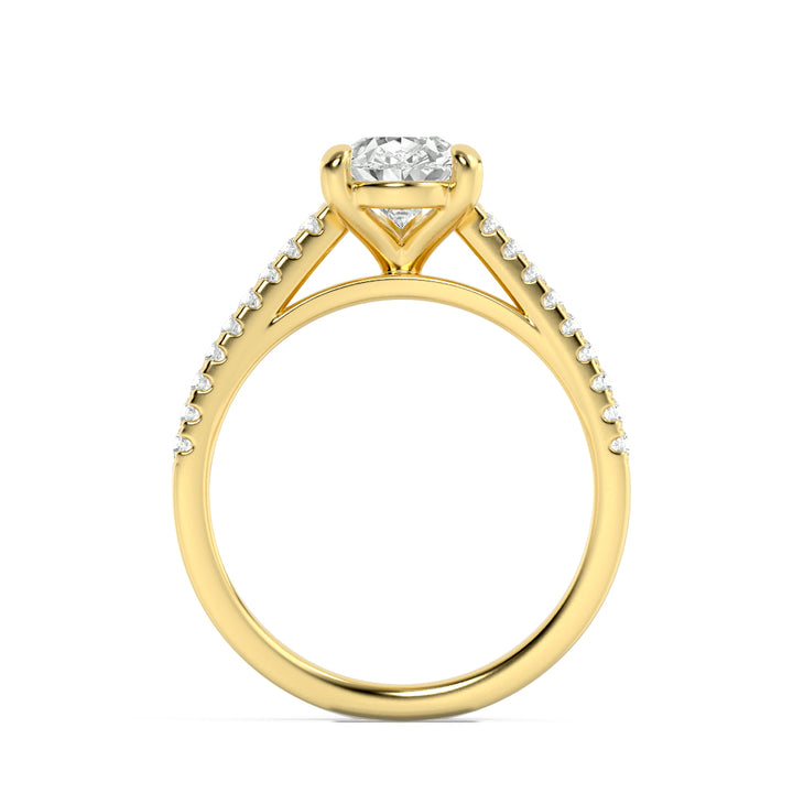 2Cttw Pear Shaped Lab Grown Diamond (F/VS) Cross Shank Accented Engagement Ring in 14K Gold
