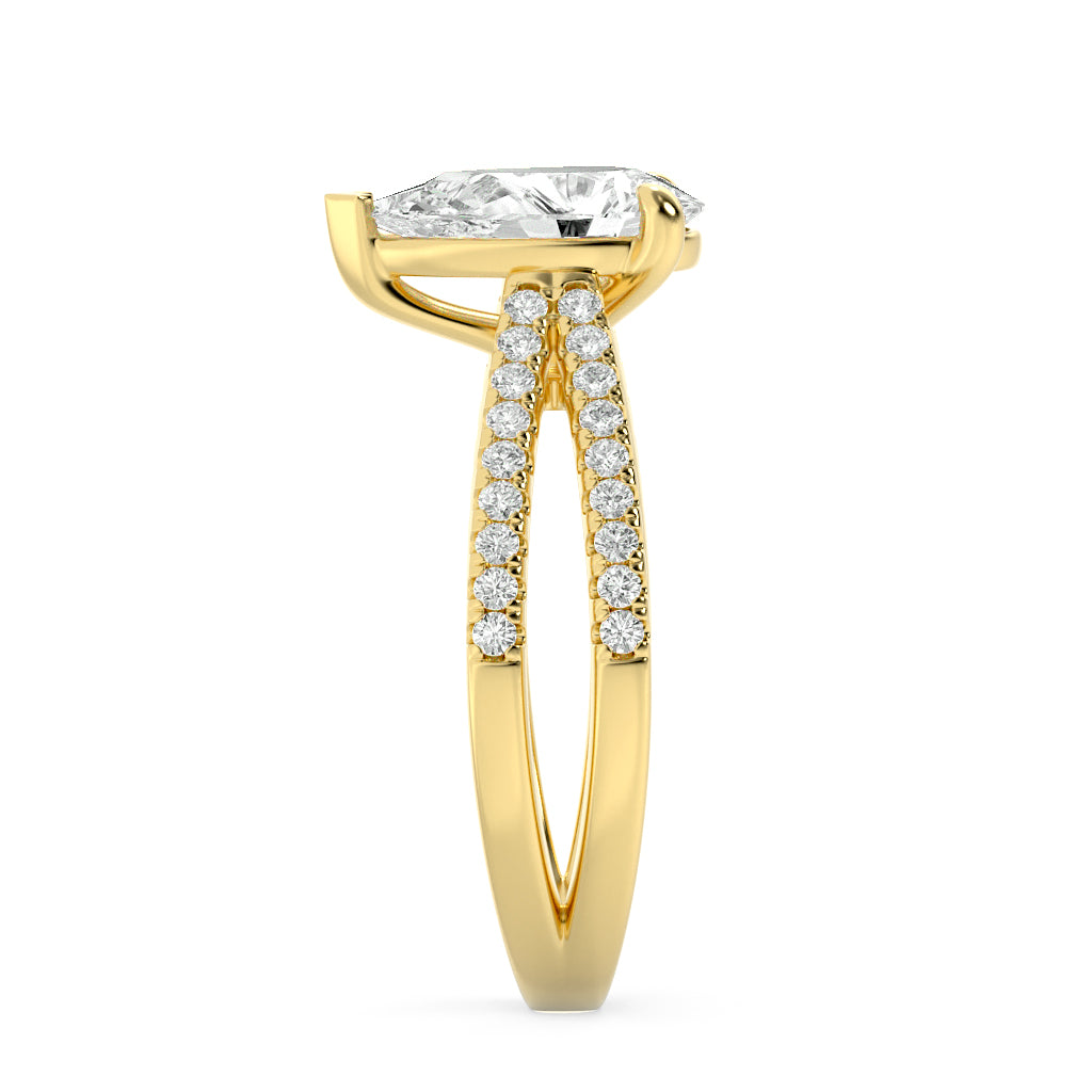 2Cttw Pear Shaped Lab Grown Diamond (F/VS) Cross Shank Accented Engagement Ring in 14K Gold
