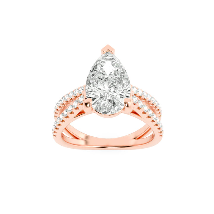2Cttw Pear Shaped Lab Grown Diamond (G/VS) Cross Shank Accented Engagement Ring in 14K Gold