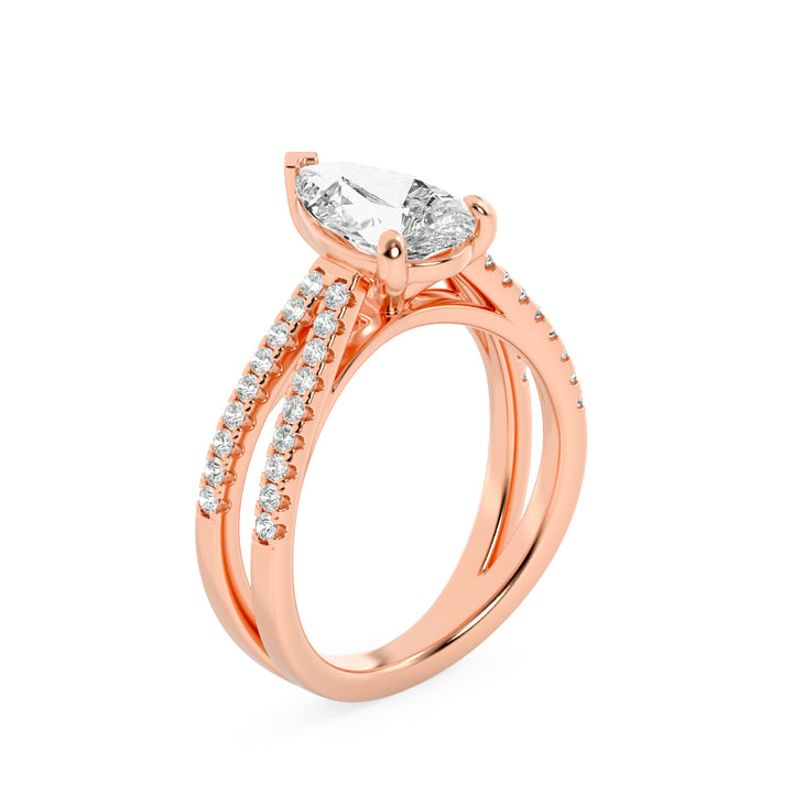 2Cttw Pear Shaped Lab Grown Diamond (G/VS) Cross Shank Accented Engagement Ring in 14K Gold