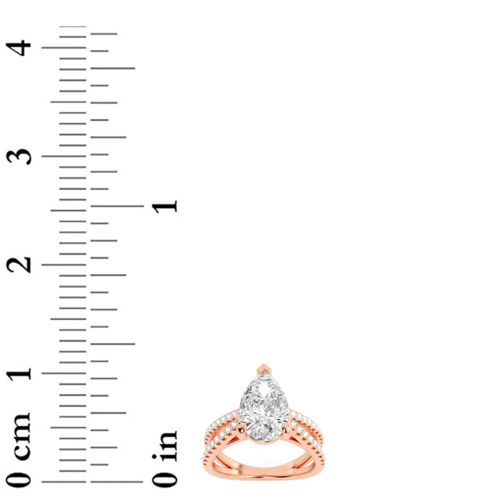 2Cttw Pear Shaped Lab Grown Diamond (G/VS) Cross Shank Accented Engagement Ring in 14K Gold
