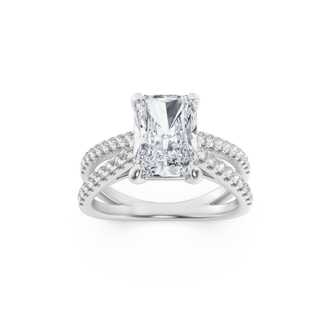 2Cttw Radiant Shaped Lab Grown Diamond (F/VS) Engagement Ring in 14K Gold