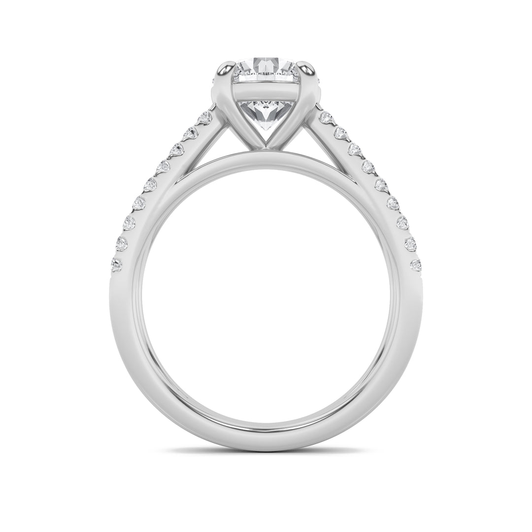 2Cttw Round Shaped Lab Grown Diamond (F/VS) CrossShank Accented Engagement Ring in 14K Gold