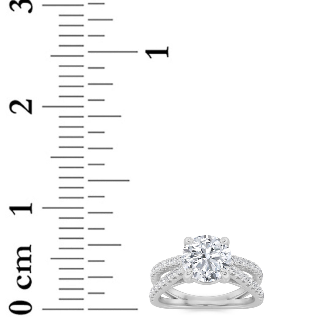 2Cttw Round Shaped Lab Grown Diamond (F/VS) CrossShank Accented Engagement Ring in 14K Gold
