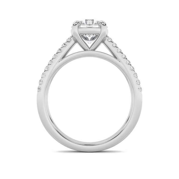 2Cttw Round Shaped Lab Grown Diamond (F/VVS) Cross Shank Accented Engagement Ring in 14K Gold