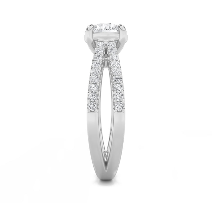 2Cttw Round Shaped Lab Grown Diamond (F/VVS) Cross Shank Accented Engagement Ring in 14K Gold