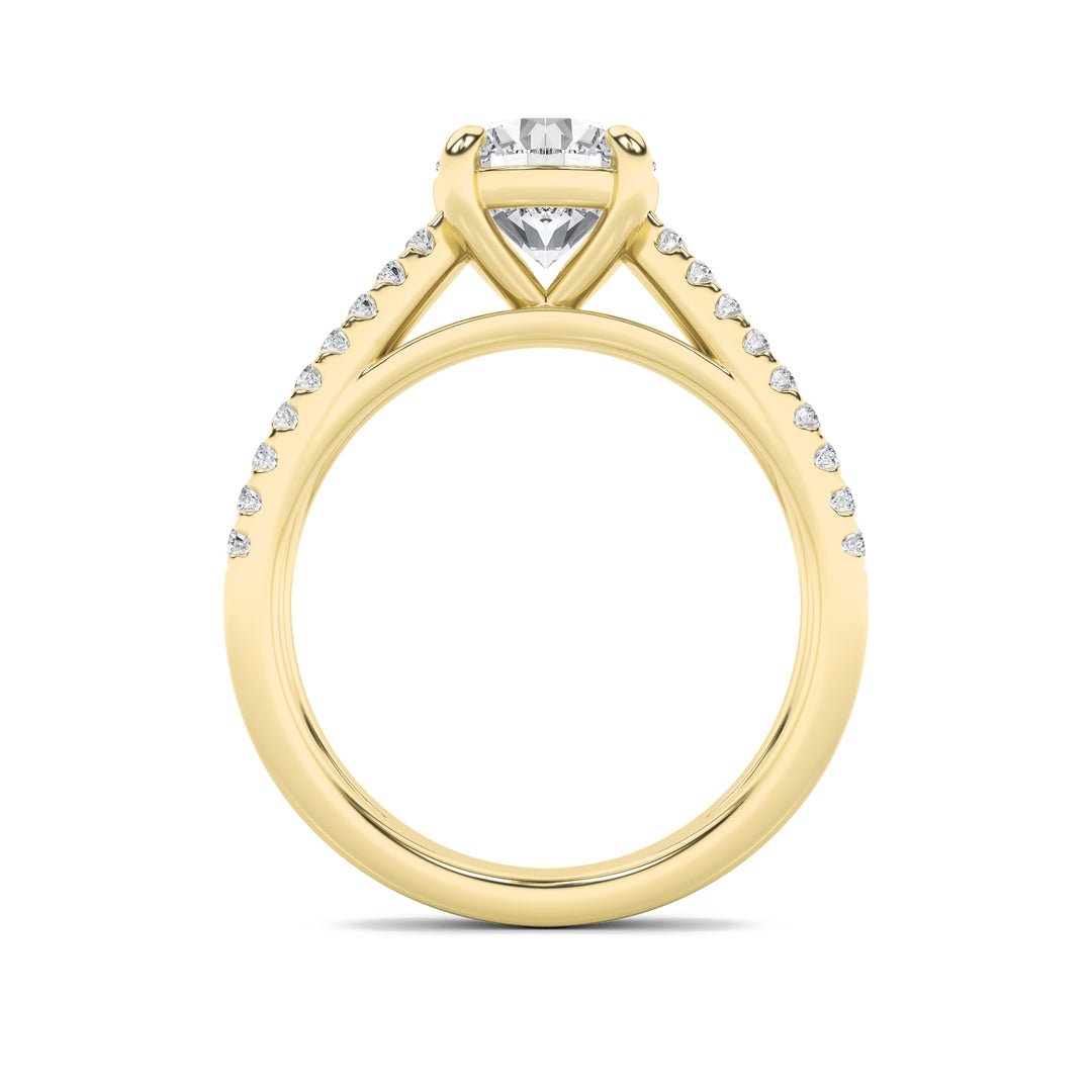 2Cttw Round Shaped Lab Grown Diamond (F/VS) CrossShank Accented Engagement Ring in 14K Gold